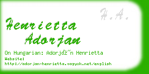 henrietta adorjan business card